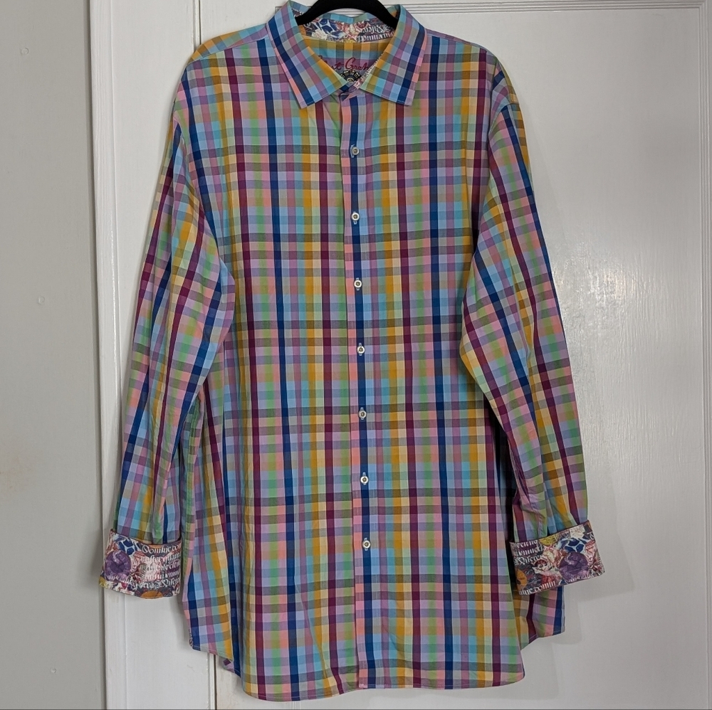Multicolor Plaid Casual Button Down Shirt 2XLT.